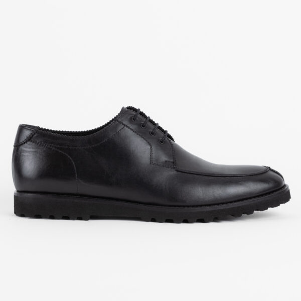 Pantofi casual negri din piele naturală cu șiret