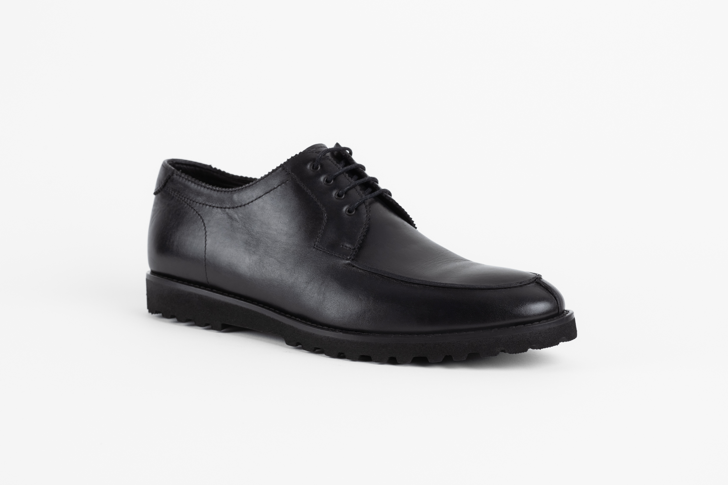 Pantofi casual negri din piele naturală cu șiret Pantofi casual negri din piele naturală cu șiret - imagine 2